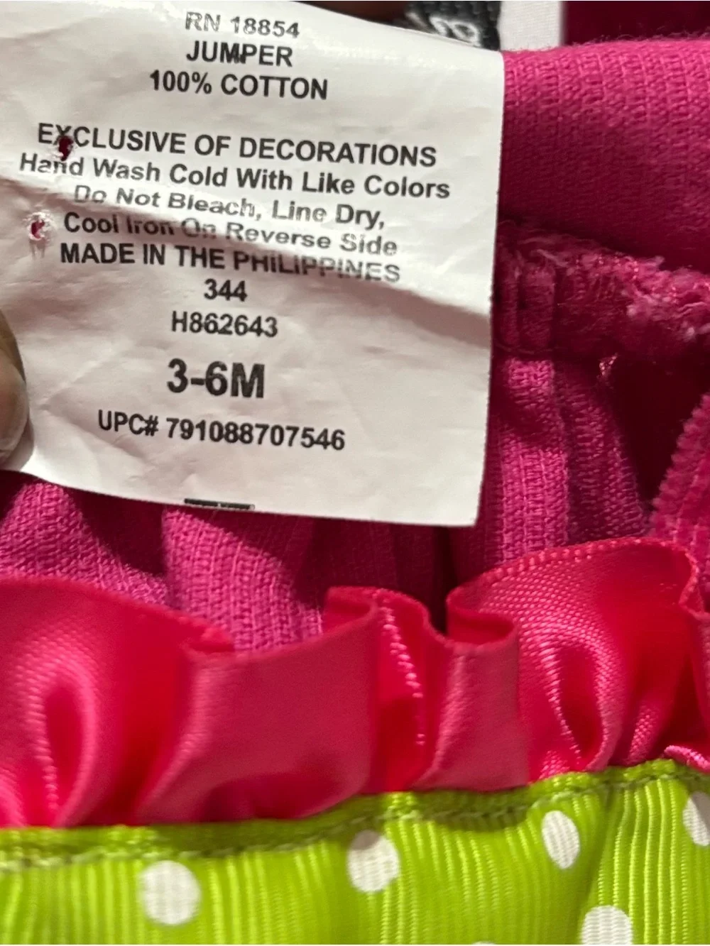 Rare Editions Hot Pink Dress with Lime Green Polka Dot Trim